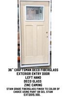 36" Craftsman LH Fiberglass Exterior Entry Door
