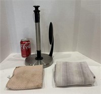 Metal Paper Towel Dispenser & 2 Dish Towels