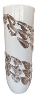 White XL Vase With Mosaic Glass Silver Mirror Acce