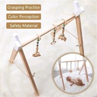 DILIMI Wooden Baby Gym, Wood Frame Activity Gym Ce