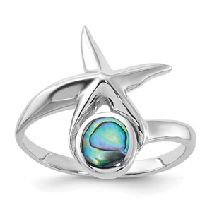 Sterling Silver-  Abalone Starfish Ring