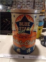 Vintage Blue Star Potato Chip Tin