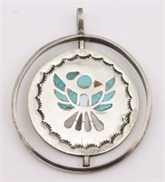 Sterling Silver Pendant w/ Turquoise and MOP