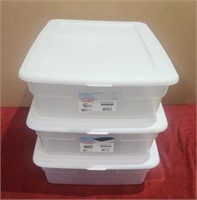 (3) Sterilite 28qt Clear Storage Bins, One of the