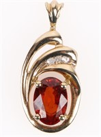 10K GOLD LADIES PENDANT SPESSARTITE GEMSTONE