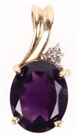 10K YELLOW GOLD LADIES PENDANT AMETHYST GEMSTONE