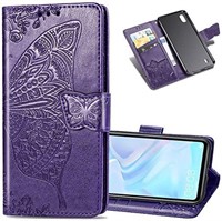 LEECOCO Samsung Galaxy A10 Case Purple Butterfly