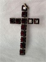 Vintage Ruby Gemstone Cross Pendant
