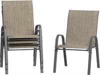 Amopatio Outdoor Stackable Patio Chairs 4pc, Brown