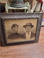Antique Black Americana Couple In Antique Frame