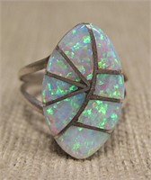 NA Sterling Silver Opal Inlay Ring