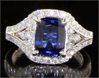 14kt Gold 3.50 ct Sapphire & Diamond Ring