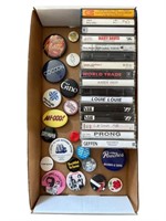 16 Cassette Tapes & Promo Pins