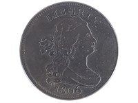 1806 Half Cent, Large 6, with Stems