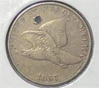 1857 Flying Eagle Cents w/Small Hole