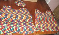 2 Vtg Rainbow HandmadeCrochetVests/Hat Small/Large