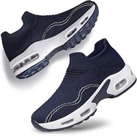 Womens Trendy Navy Knit Athletic Shoes