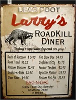 Metal Lead Foot Larrys Diner sign