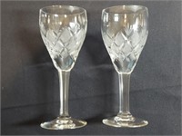 2pc American Brilliant Cut Cordial Stem Glasses