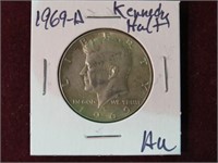 1969 D KENNEDY HALF DOLLAR 40% AU