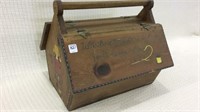 Primitive Painted Wood Lift Top Sewing Box