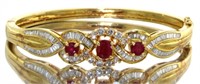 18kt Gold Natural 3.50 ct Ruby & Diamond Bracelet