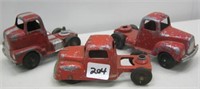 3 Old Tootsie Toy Trucks