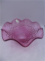Chalet Cranberry Art Glass Bowl 4" H X 8.5" Dia