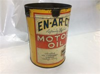 En-ar-co Motor Oil Can, no lid, 1 gallon