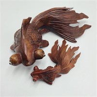 Small Wooden Goldfish Pair