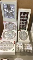 8 boxes of like new Christmas tree ornaments, ,