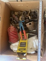 Box with dyes,  air hose, punch, etc.