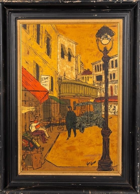 Van Lowe Acrylic on Panel Paris Street Scene