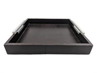 Wood Tray with Metal Handles