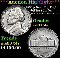 ***Auction Highlight*** 1958-p Jefferson Nickel Ne