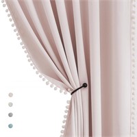 Pink Pom Poms Blackout-Curtains 95 inch Bedroom