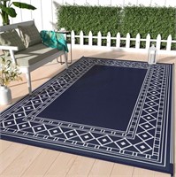 WFF8878  DEORAB Outdoor Rug 6'x9', Blue & White
