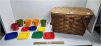 Picnic Basket &  Vintage Plasticware