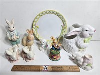 Rabbit Planter, Bunny Candle Holders, Firurines,