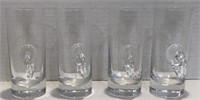 4 BLOWN GLASS SMALL DRINK GLASSES