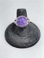 "SAJEN" Sterling Charoite Cabochon Ring (Beauty)