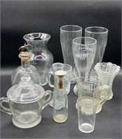 Lot of Clear Glassware, incl. Laundry Sprinkler,