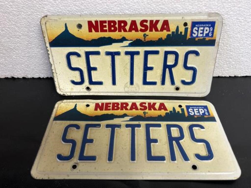 Nebraska license plates. Personalized.