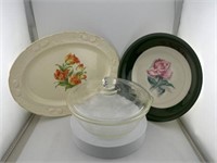 Vintage Glasbake dish- Nautilus rose bowl