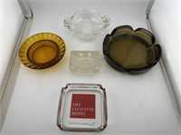 Glass ashtray lot-amber/clear/smoke