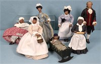 (7) Black Dollhouse Display Dolls