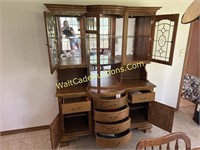 Wooden Lighted China Cabinet/ Hutch D.: 17” x 58”