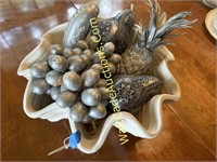 Ceramic Bowl With Silver Decorative Fake Fruit Lot