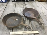 2 Unmarked Cast Iron Skillets