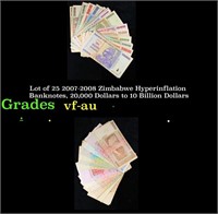 Lot of 25 2007-2008 Zimbabwe Hyperinflation Bankno